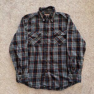 Outdoor Life Blue & Brown Plaid Button-down Flannel 100% Cotton M